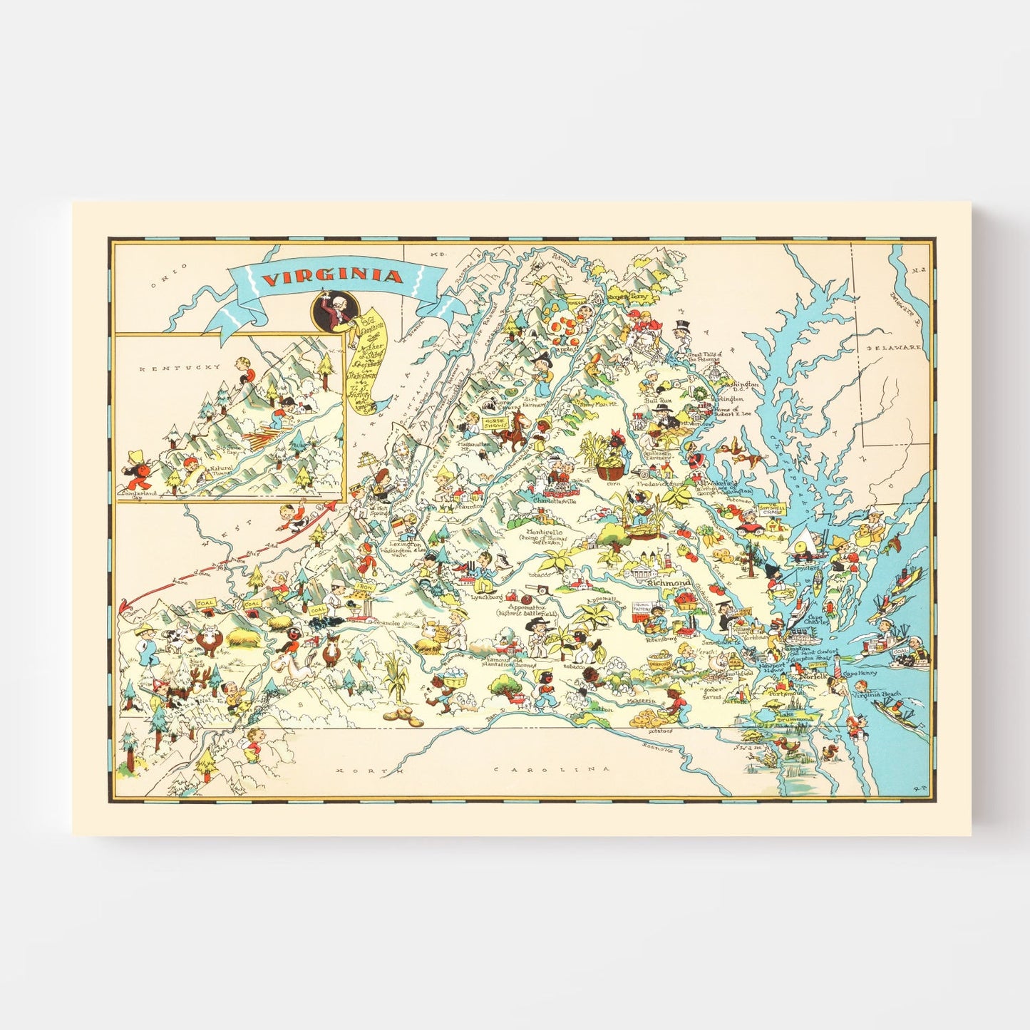 Vintage Map of Virginia, 1935