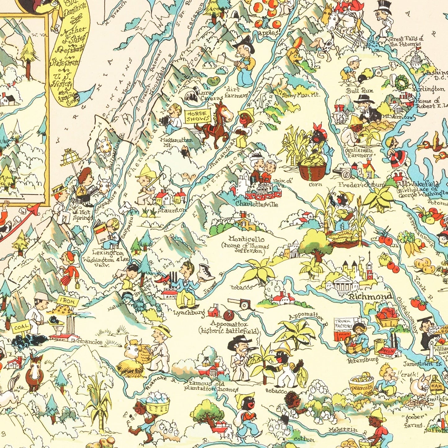 Vintage Map of Virginia, 1935
