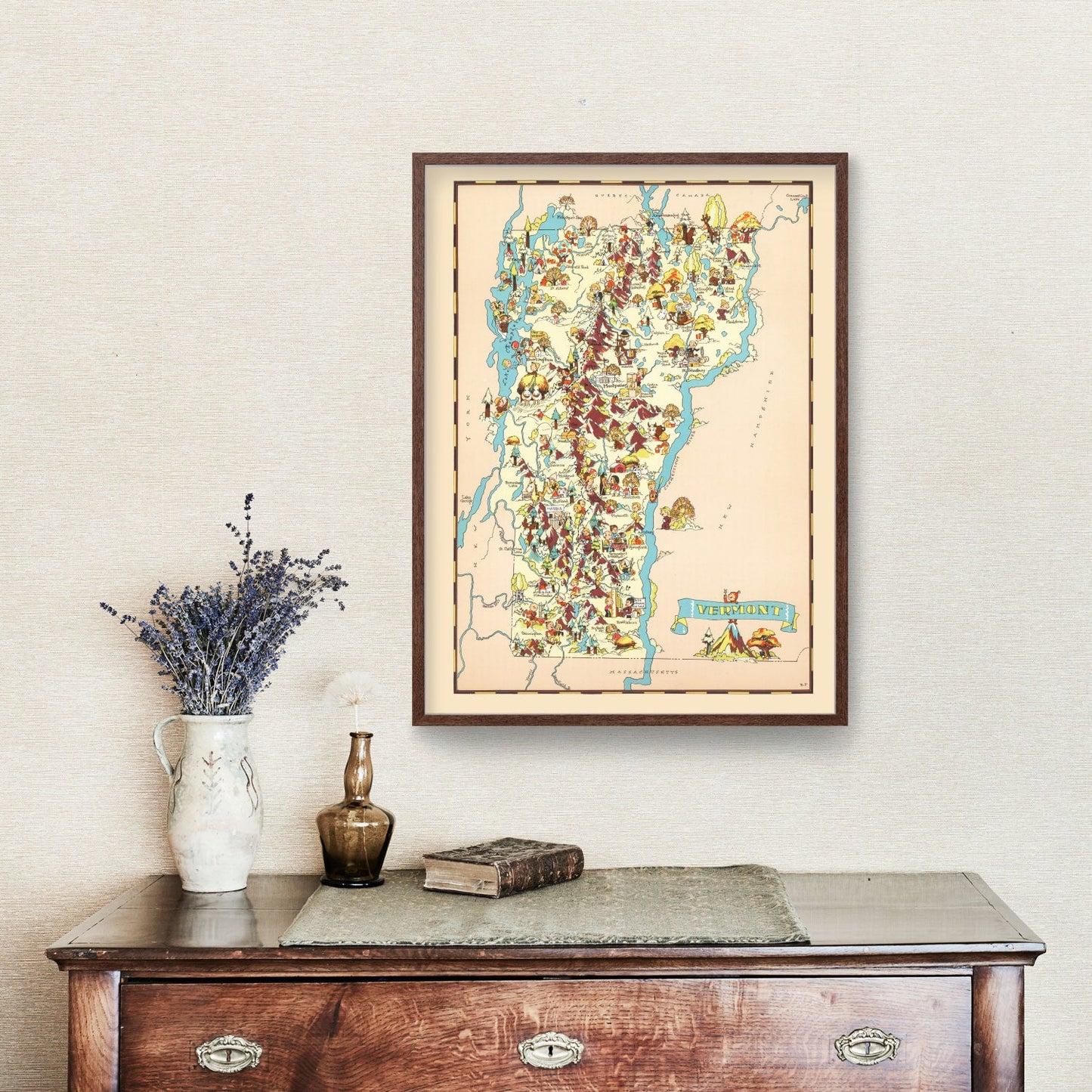 Vintage Map of Vermont, 1935