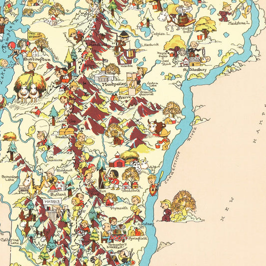 Vintage Map of Vermont, 1935