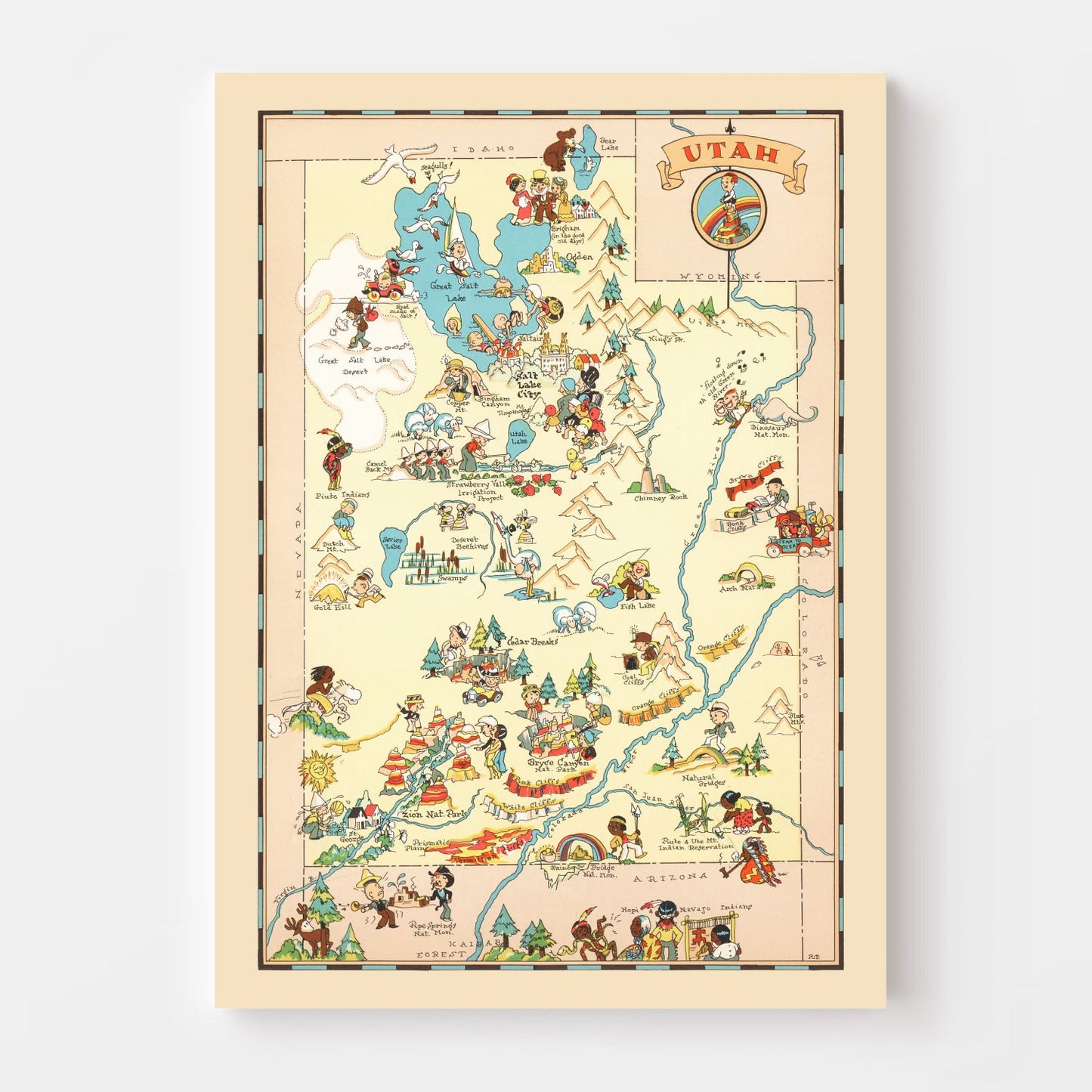 Vintage Map of Utah, 1935