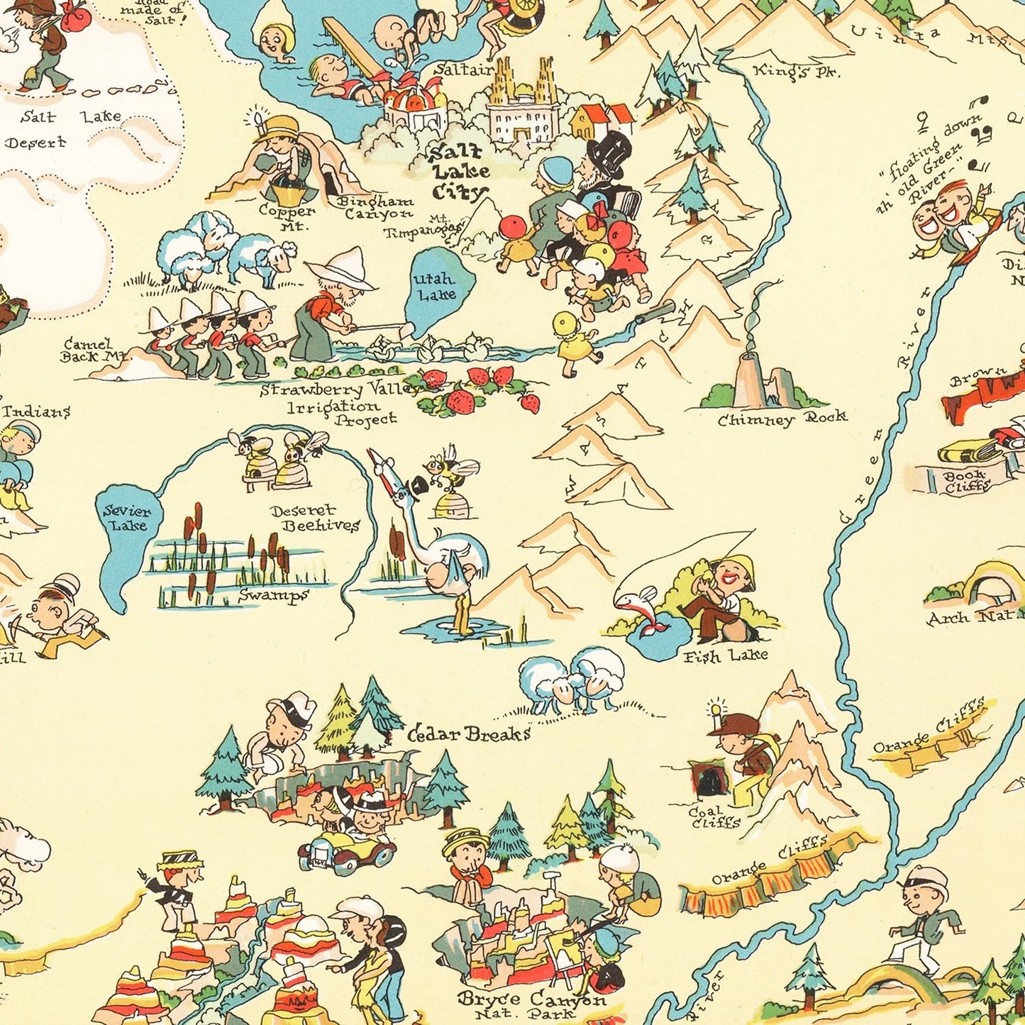 Vintage Map of Utah, 1935