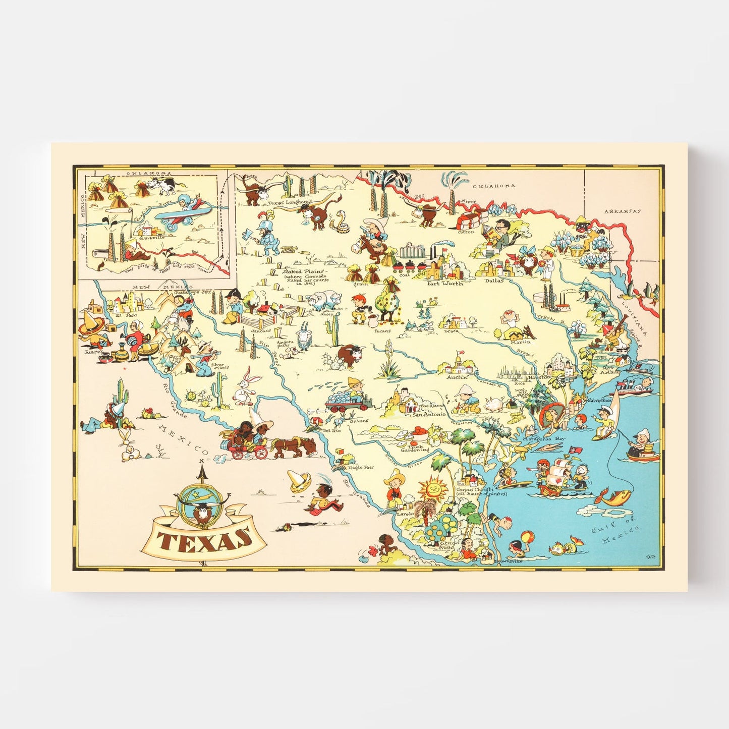 Vintage Map of Texas, 1935