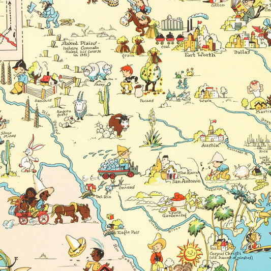 Vintage Map of Texas, 1935