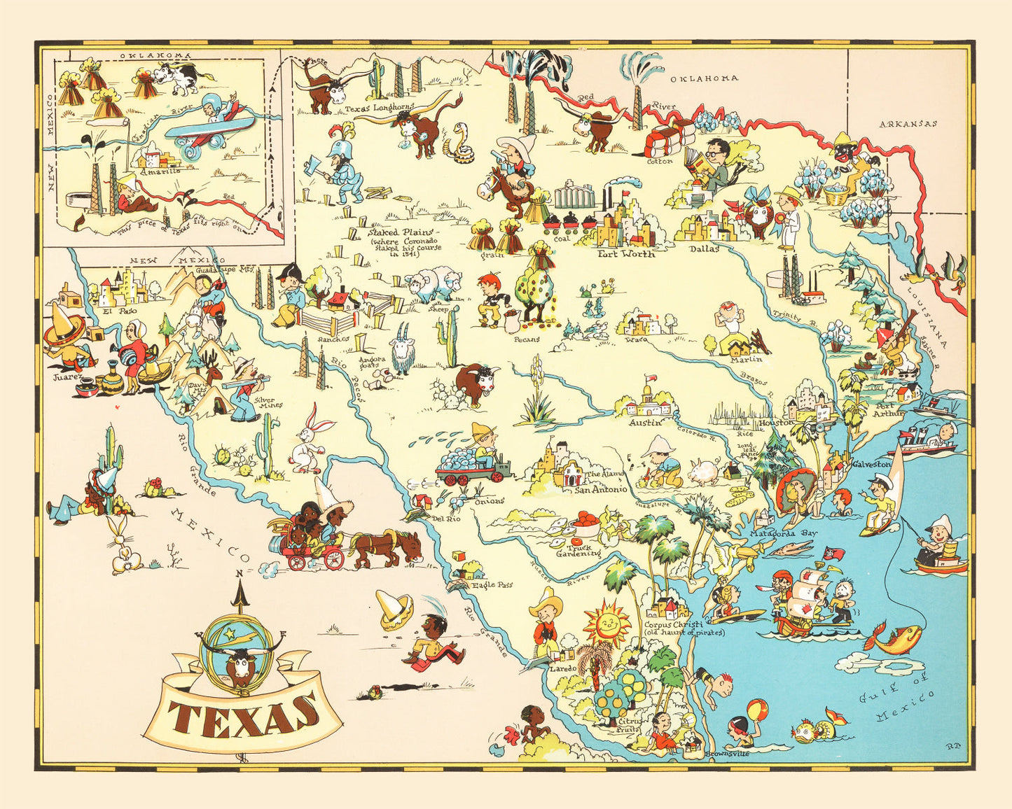 Vintage Map of Texas, 1935