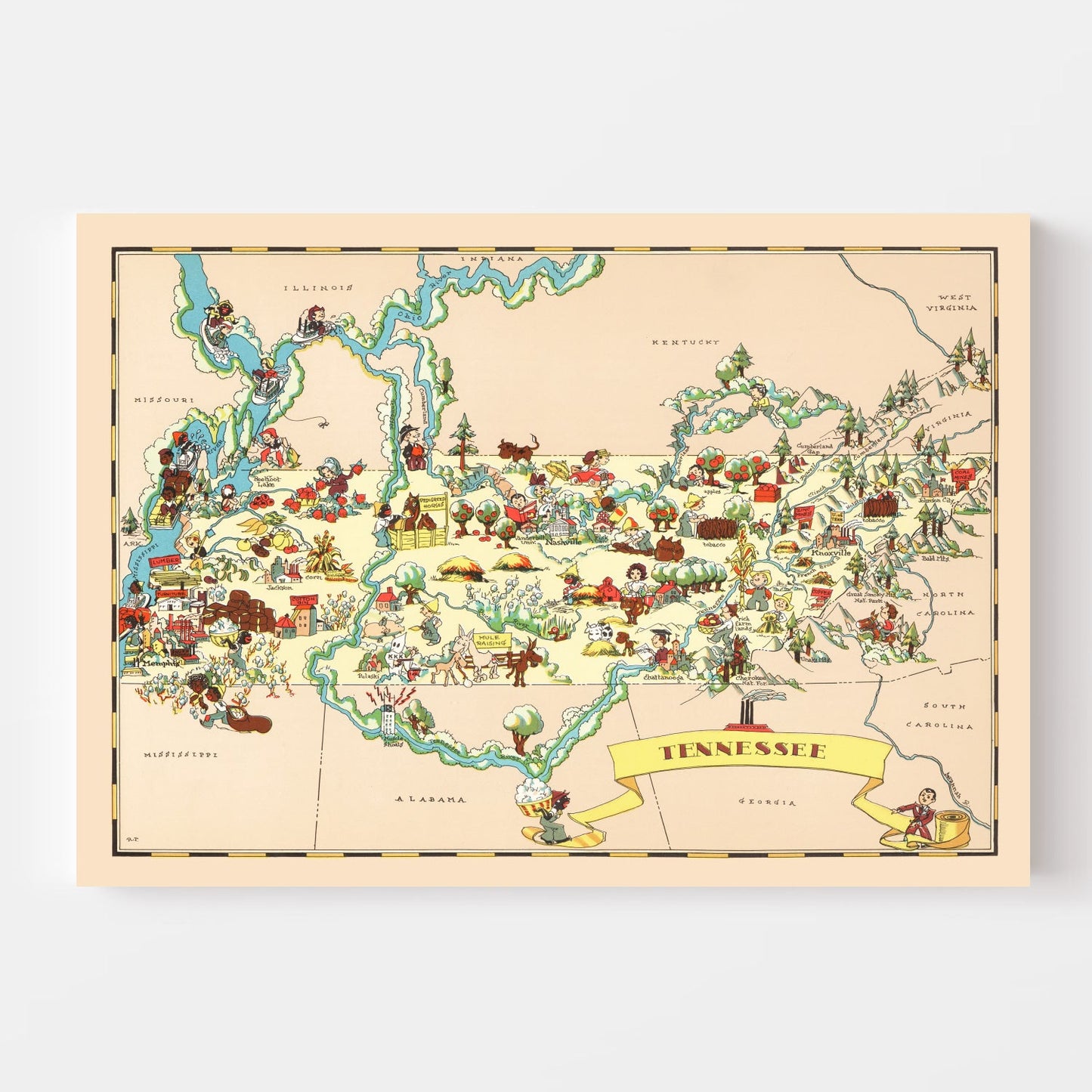 Vintage Map of Tennessee, 1935 (Edition 2)
