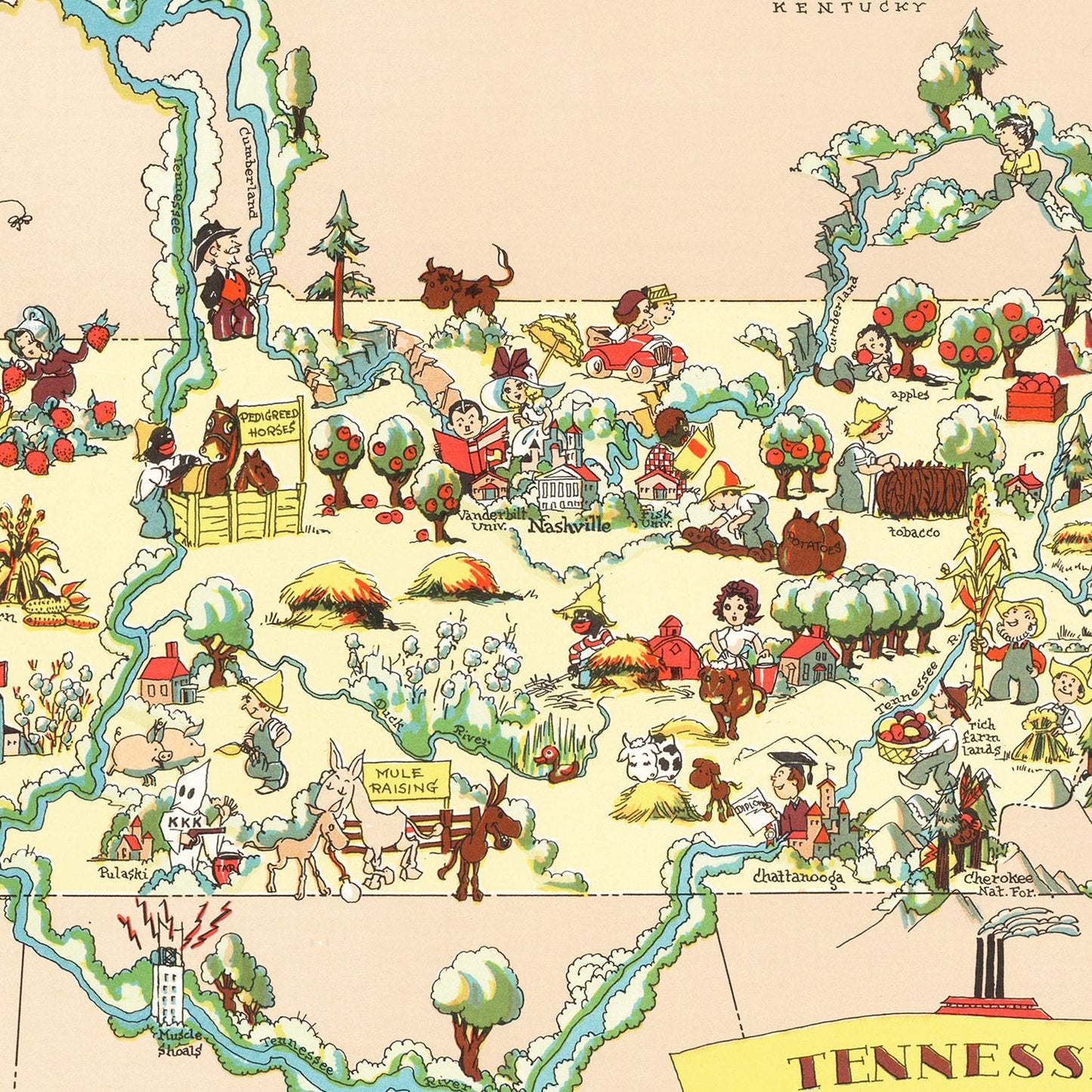 Vintage Map of Tennessee, 1935 (Edition 2)