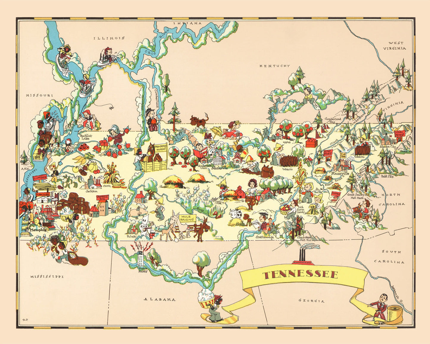Vintage Map of Tennessee, 1935 (Edition 2)