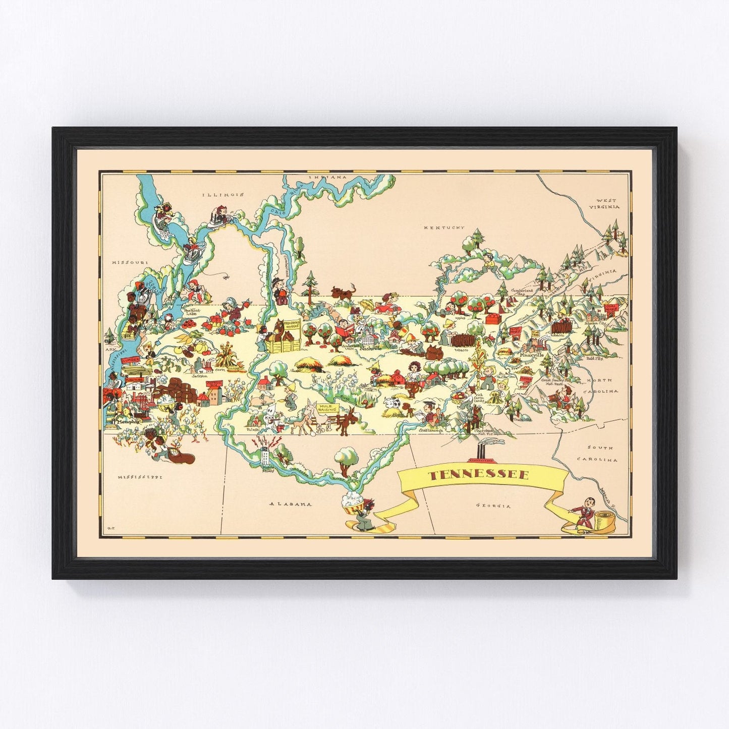 vintage map of a Tennessee county, 1935