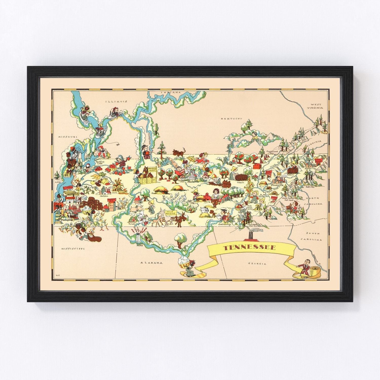 vintage map of a Tennessee county, 1935