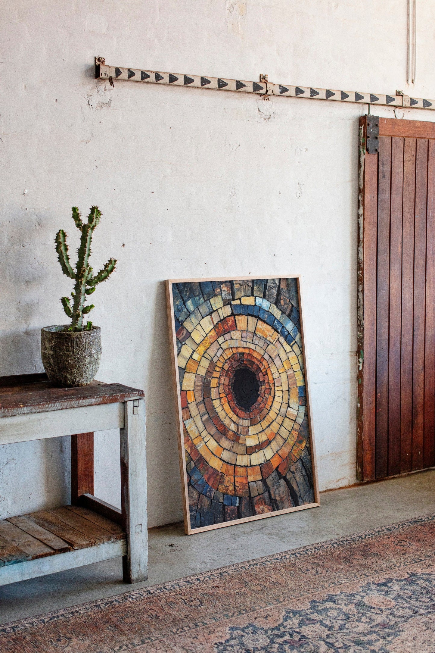 Petrified Wood Spiral Earth Tone Abstract Wall Art