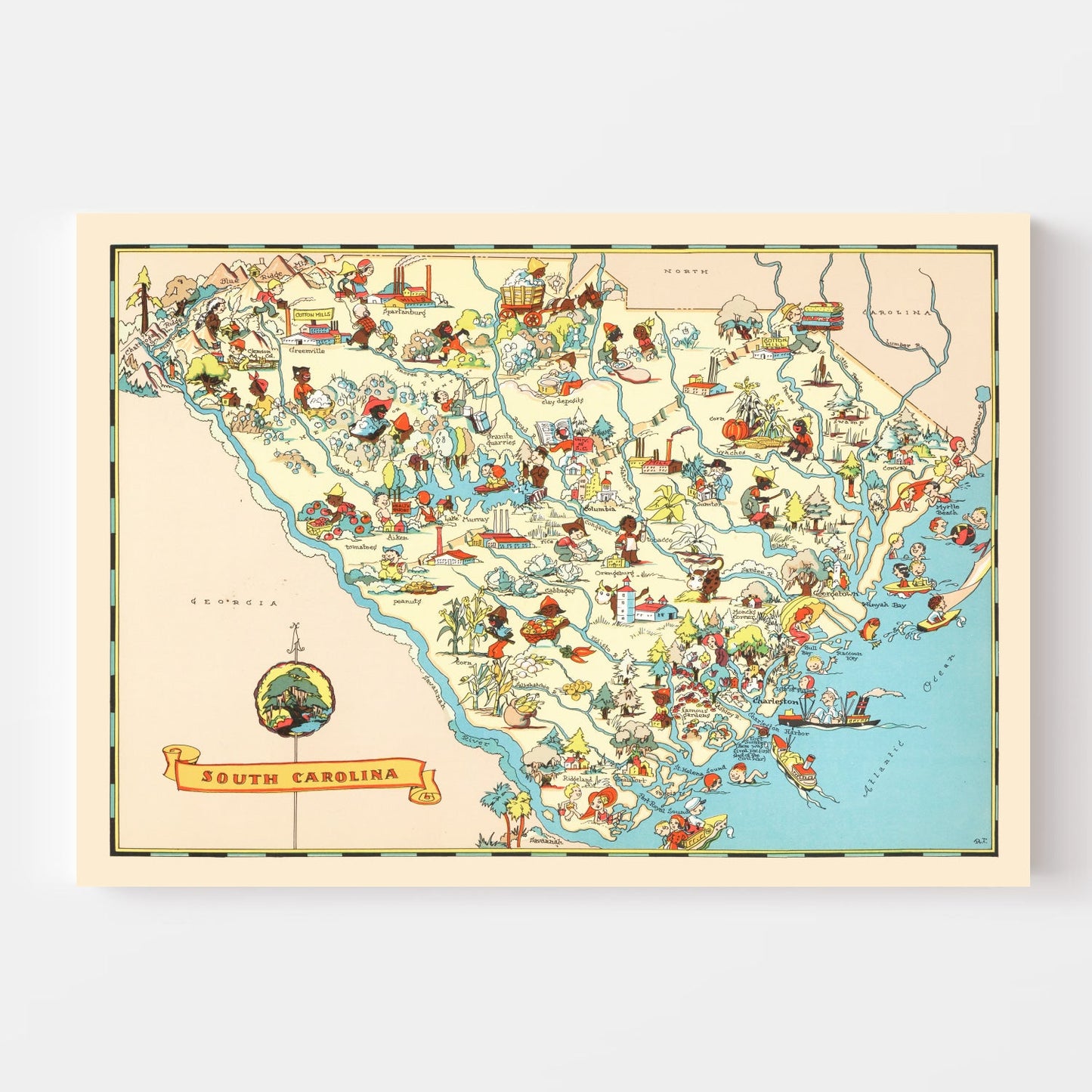 Vintage Map of South Carolina, 1935