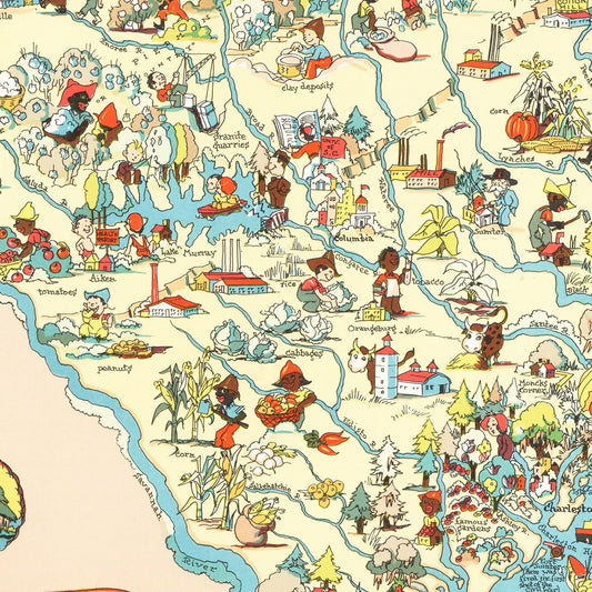 Vintage Map of South Carolina, 1935