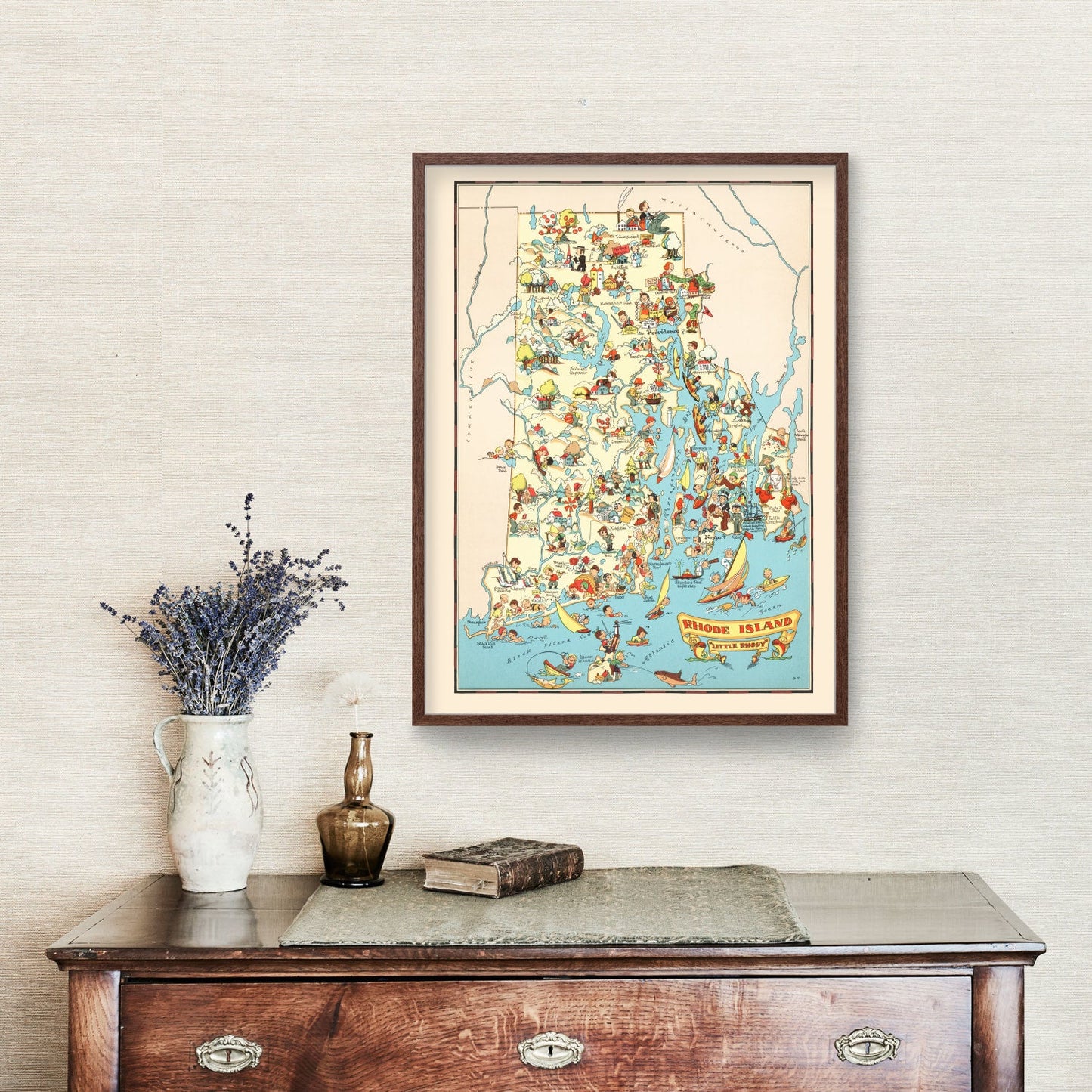 Vintage Map of Rhode Island, 1935