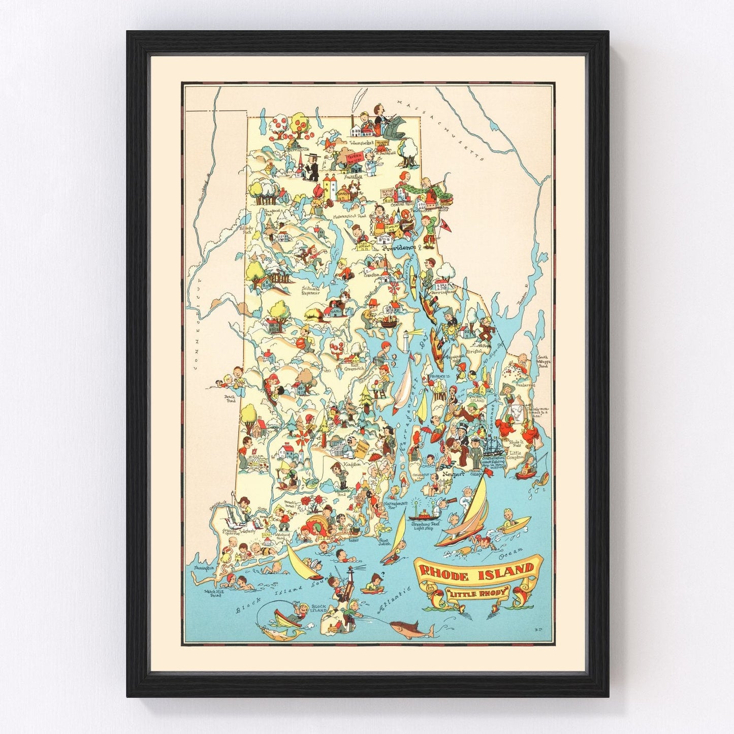 Vintage map of Rhode Island, 1935