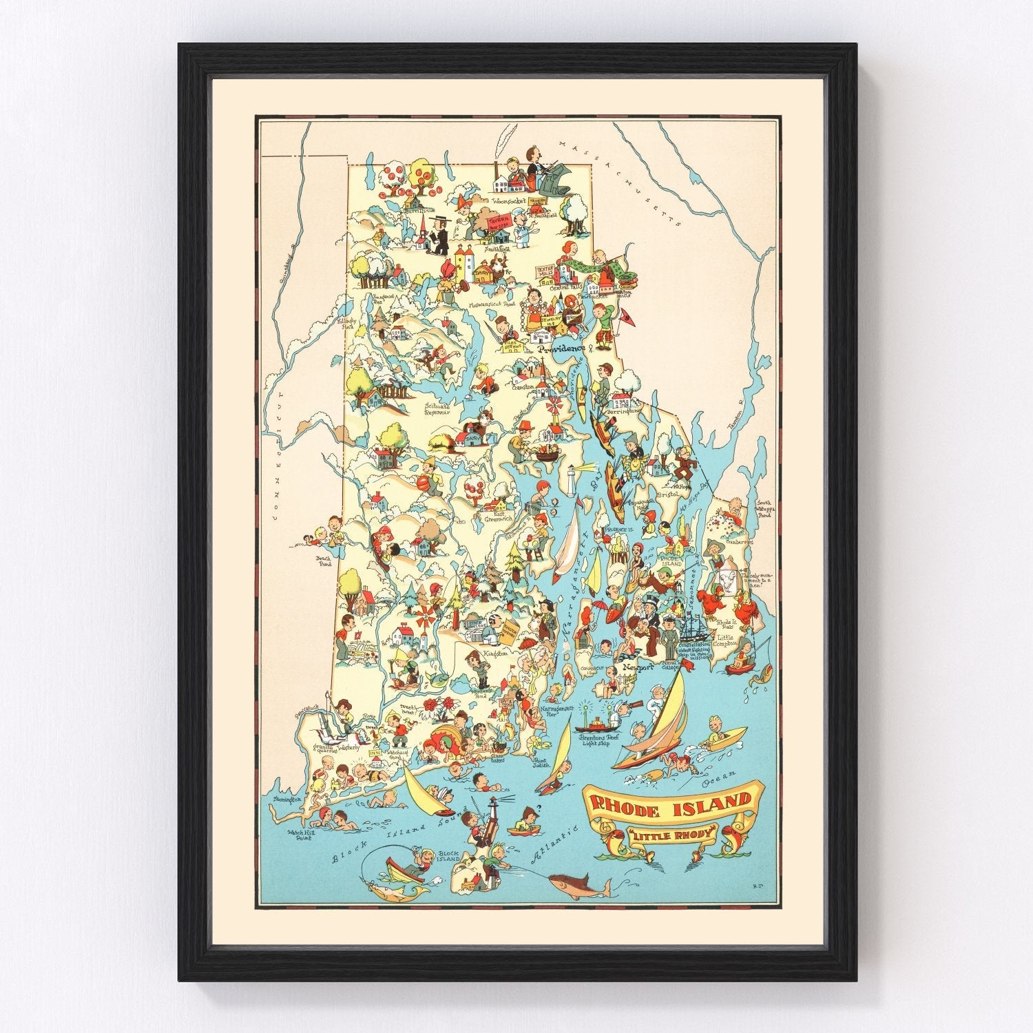 Vintage map of Rhode Island, 1935