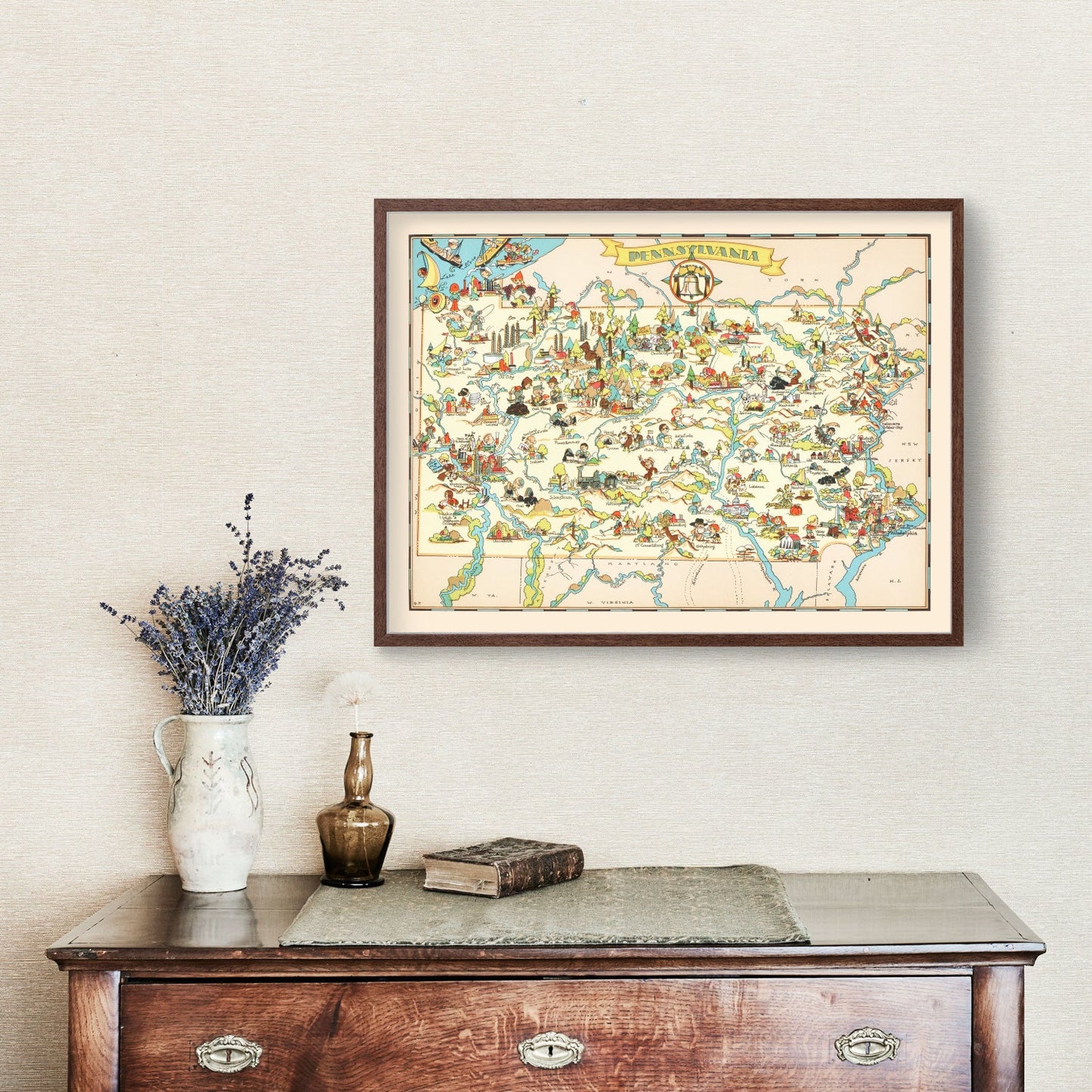 Vintage Map of Pennsylvania, 1935