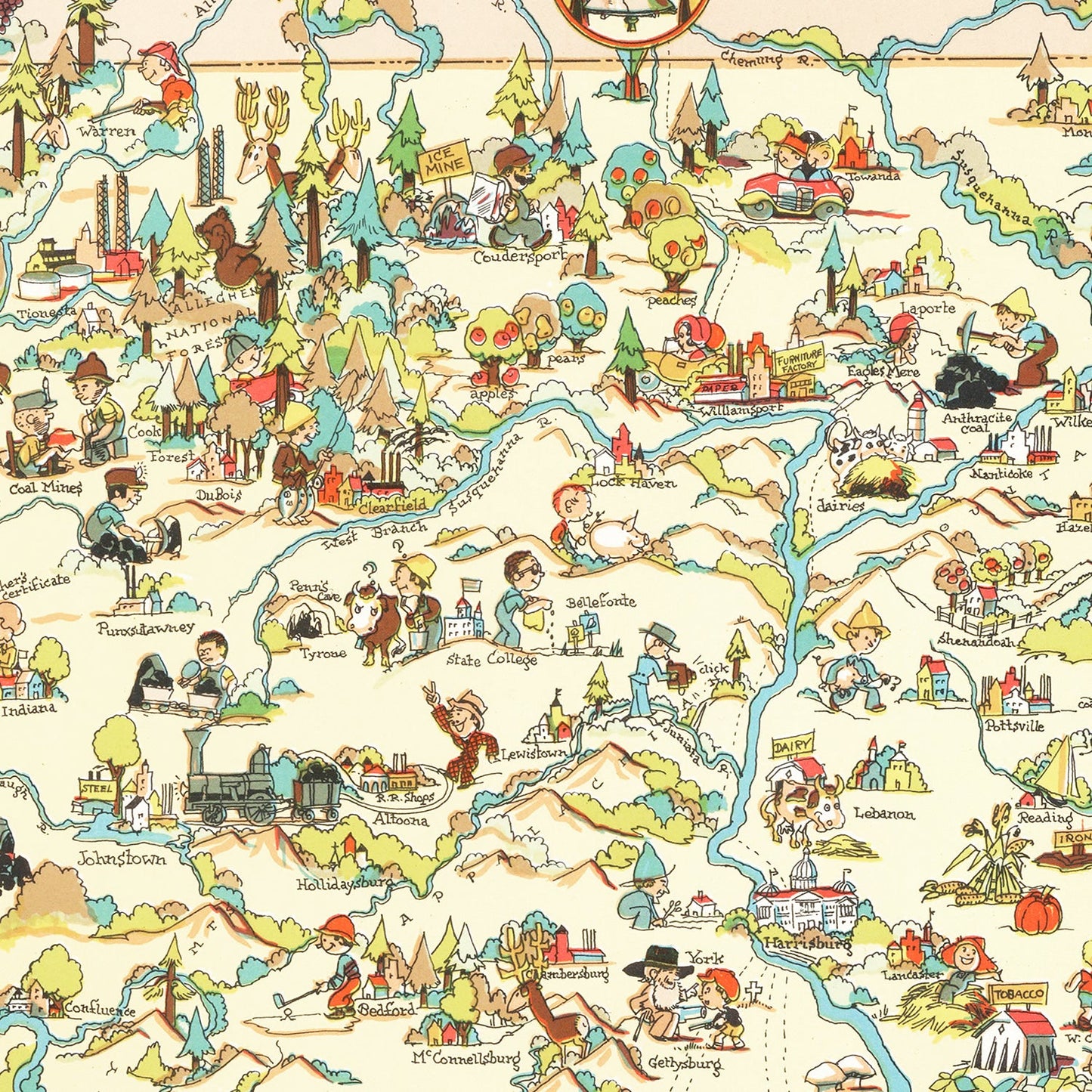 Vintage Map of Pennsylvania, 1935