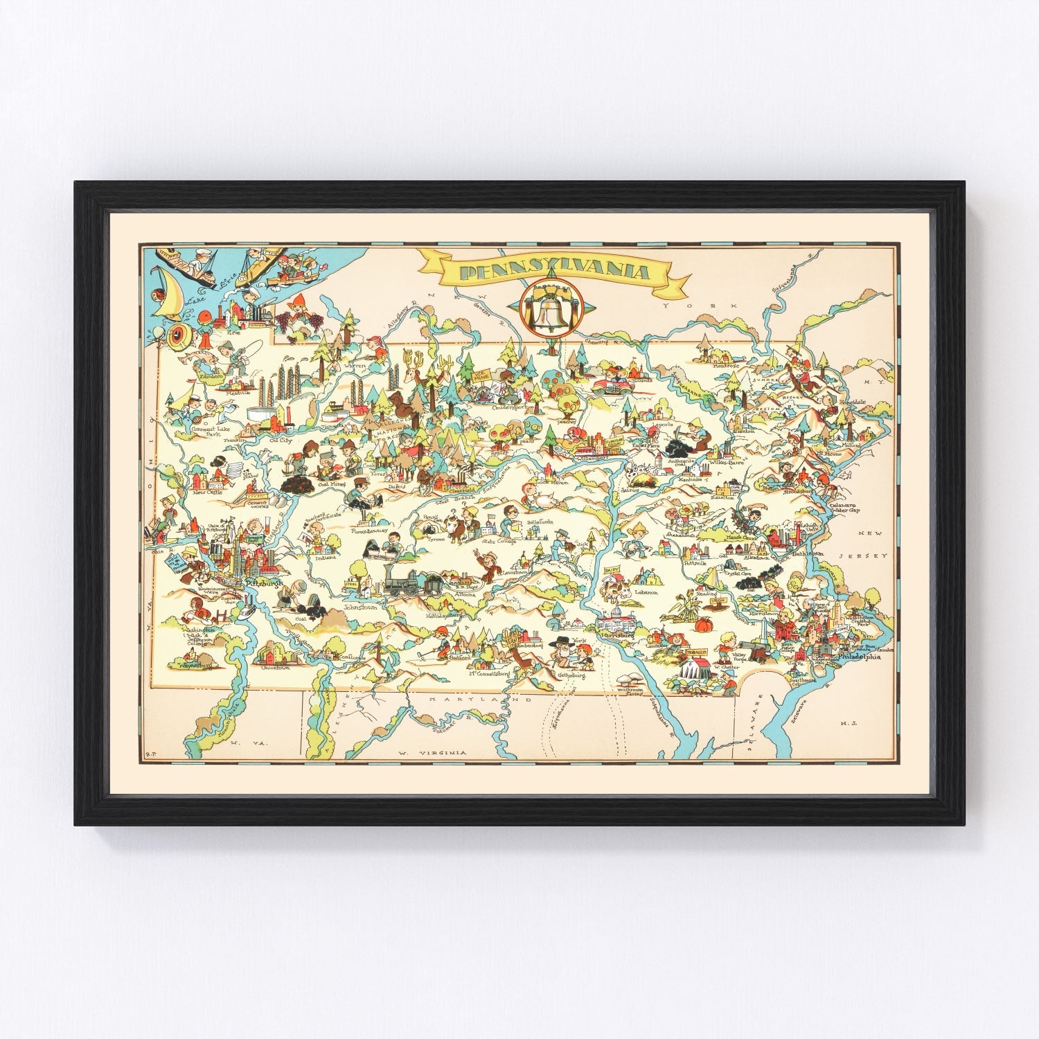 vintage map of Pennsylvania, 1935