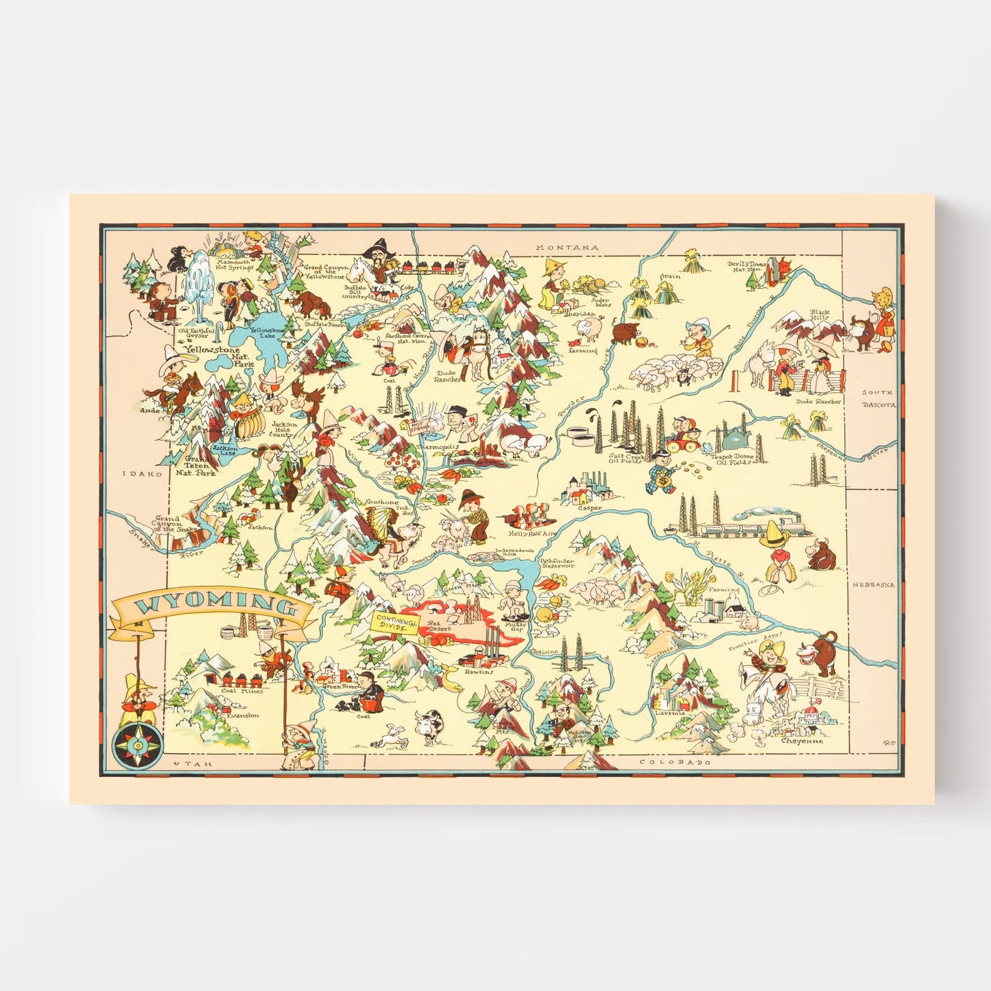 Vintage Map of Wyoming, 1935