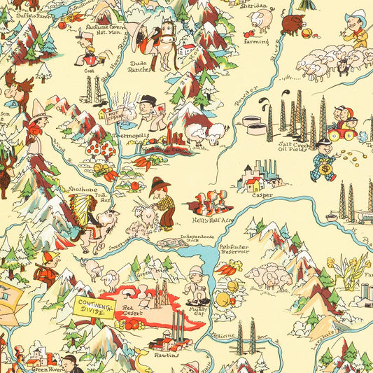 Vintage Map of Wyoming, 1935