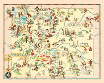 Vintage Map of Wyoming, 1935