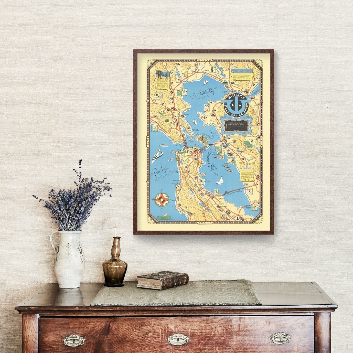 Vintage Map of San Francisco Bay, California, 1939
