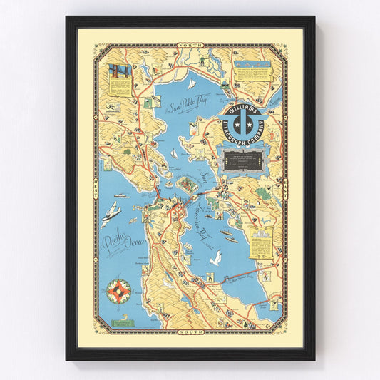 vintage map of San Francisco Bay, California, 1939