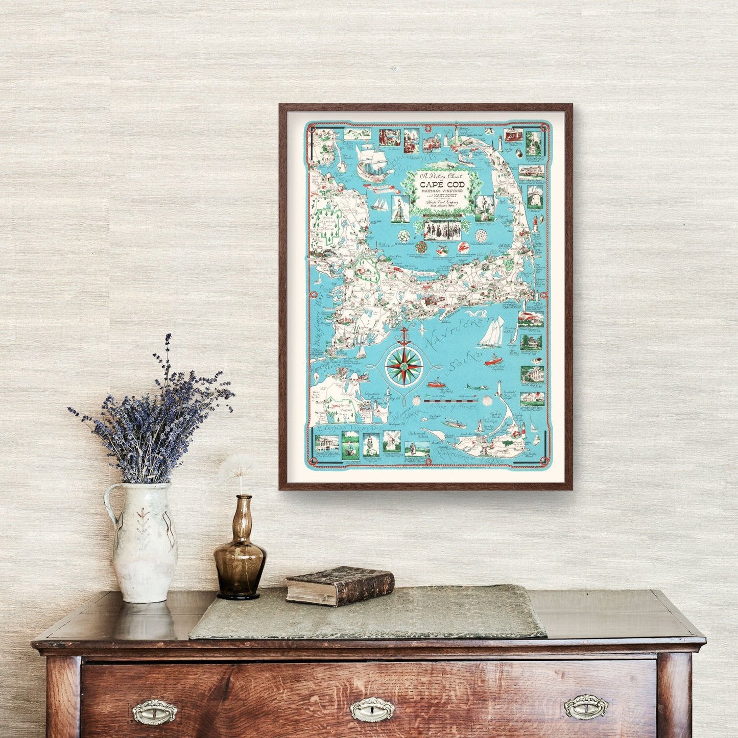 Vintage Map of Cape Cod, Massachusetts, 1955