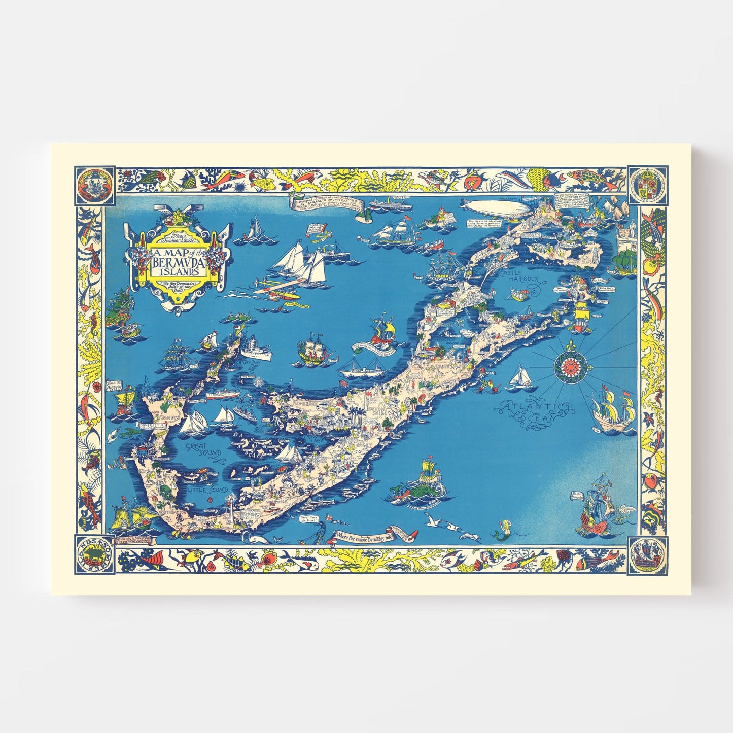 Vintage Map of the Bermuda Islands, 1930