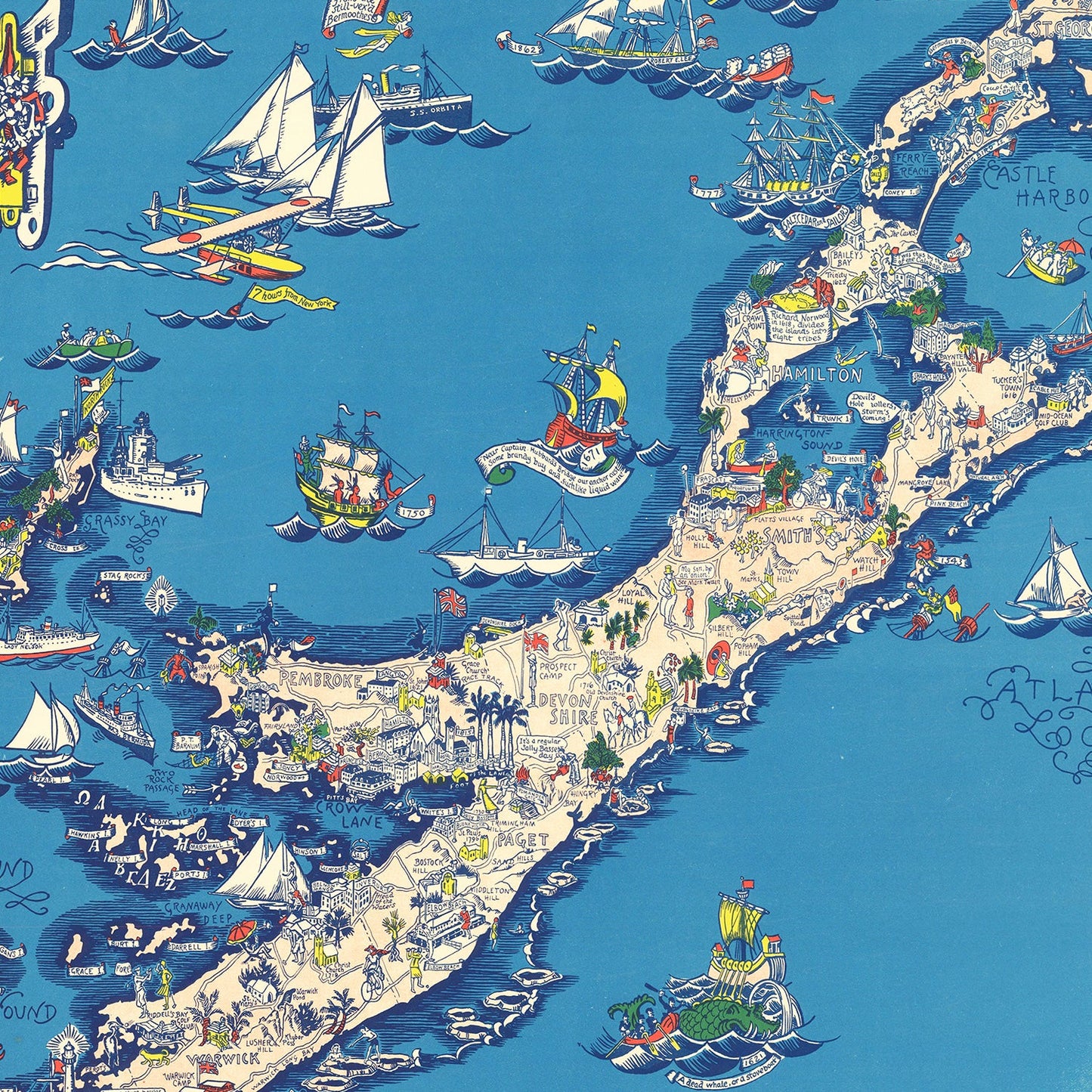Vintage Map of the Bermuda Islands, 1930