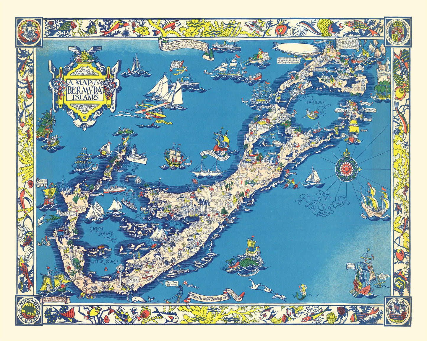 Vintage Map of the Bermuda Islands, 1930