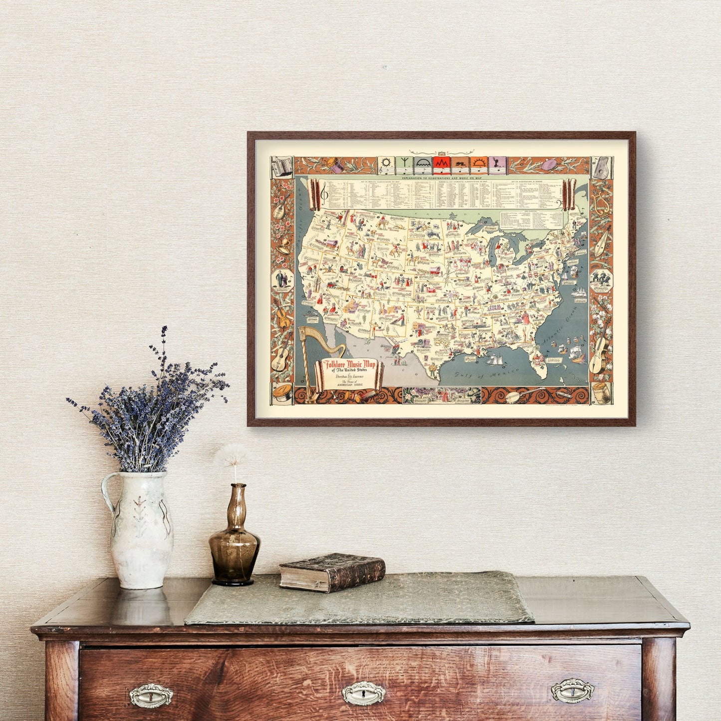 Vintage Map of the United States, 1945