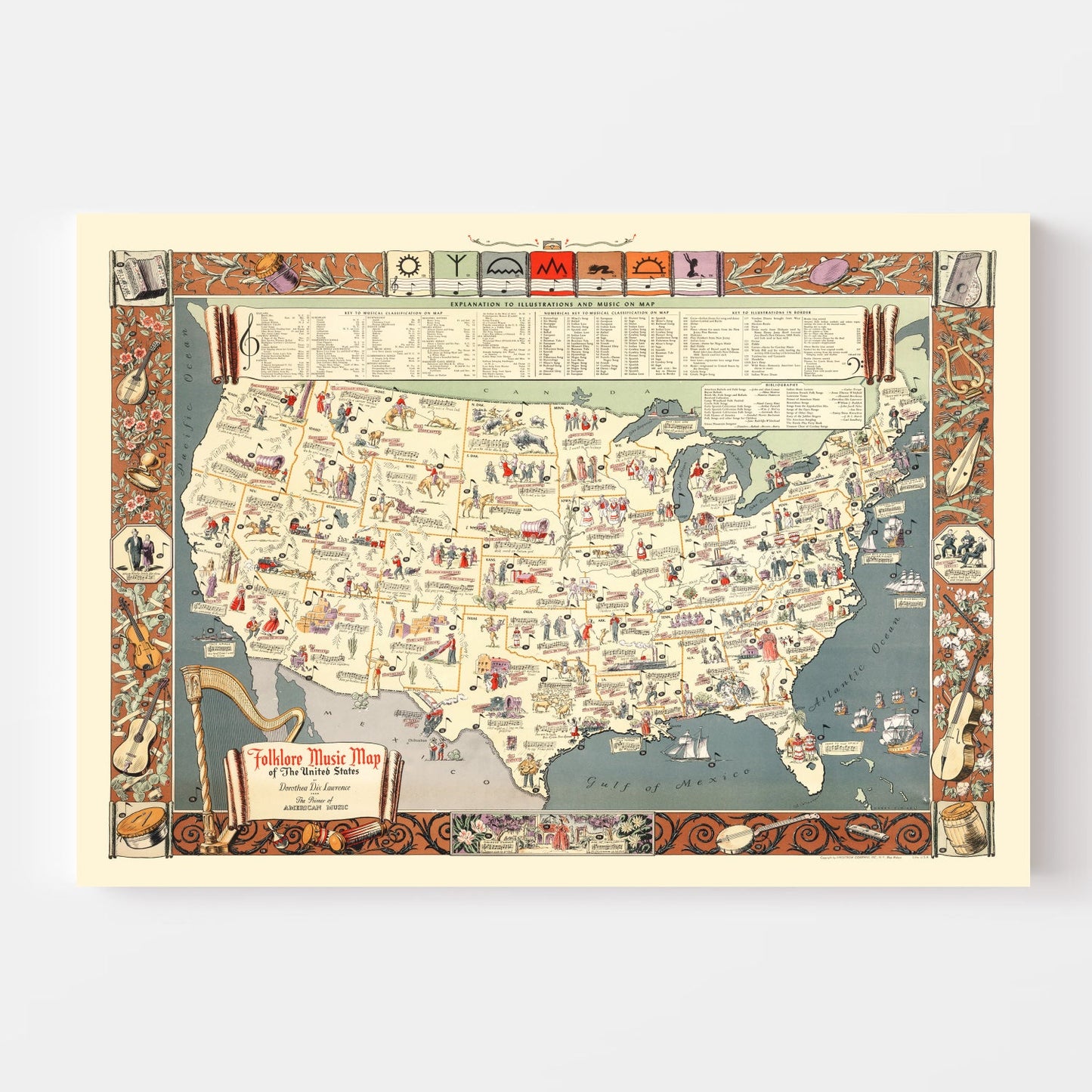 Vintage Map of the United States, 1945