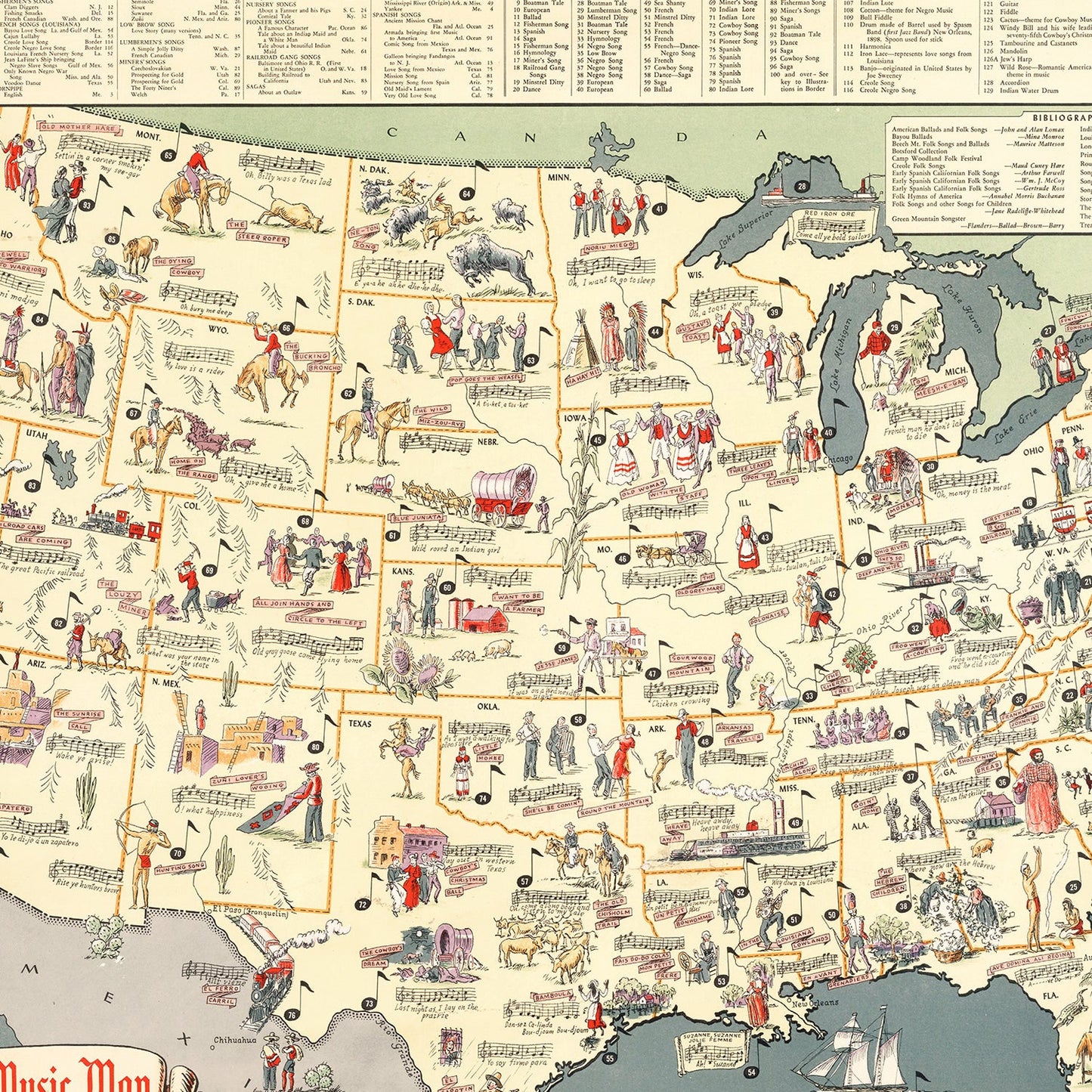 Vintage Map of the United States, 1945