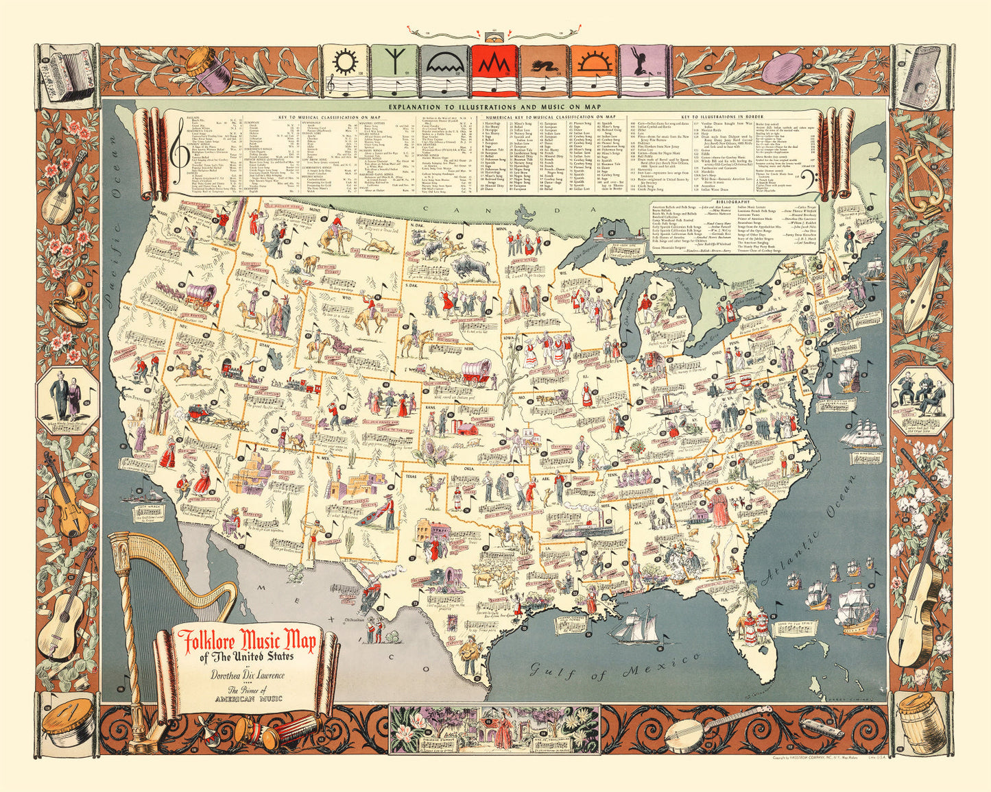 Vintage Map of the United States, 1945