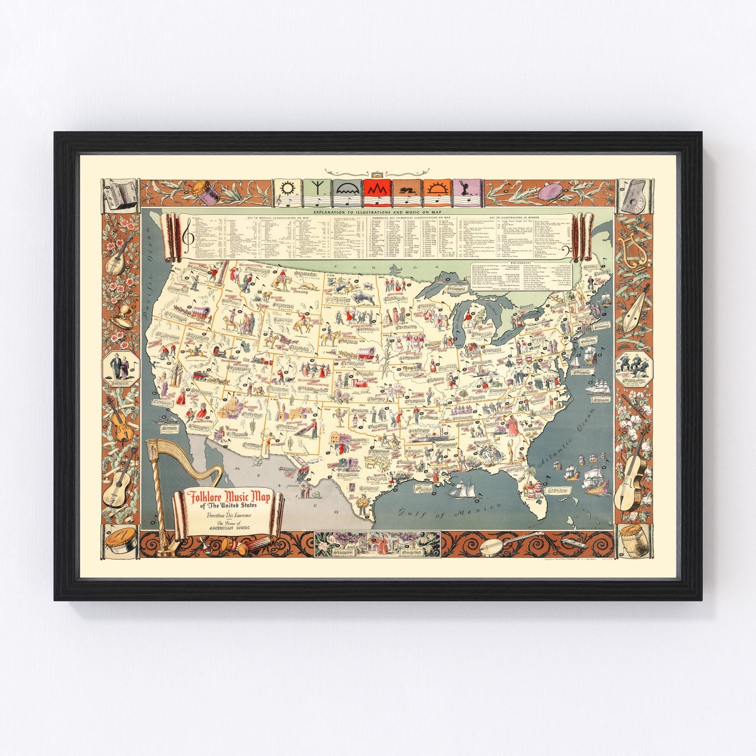 vintage map of the United States, 1945