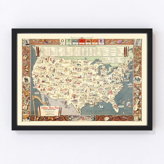 vintage map of the United States, 1945
