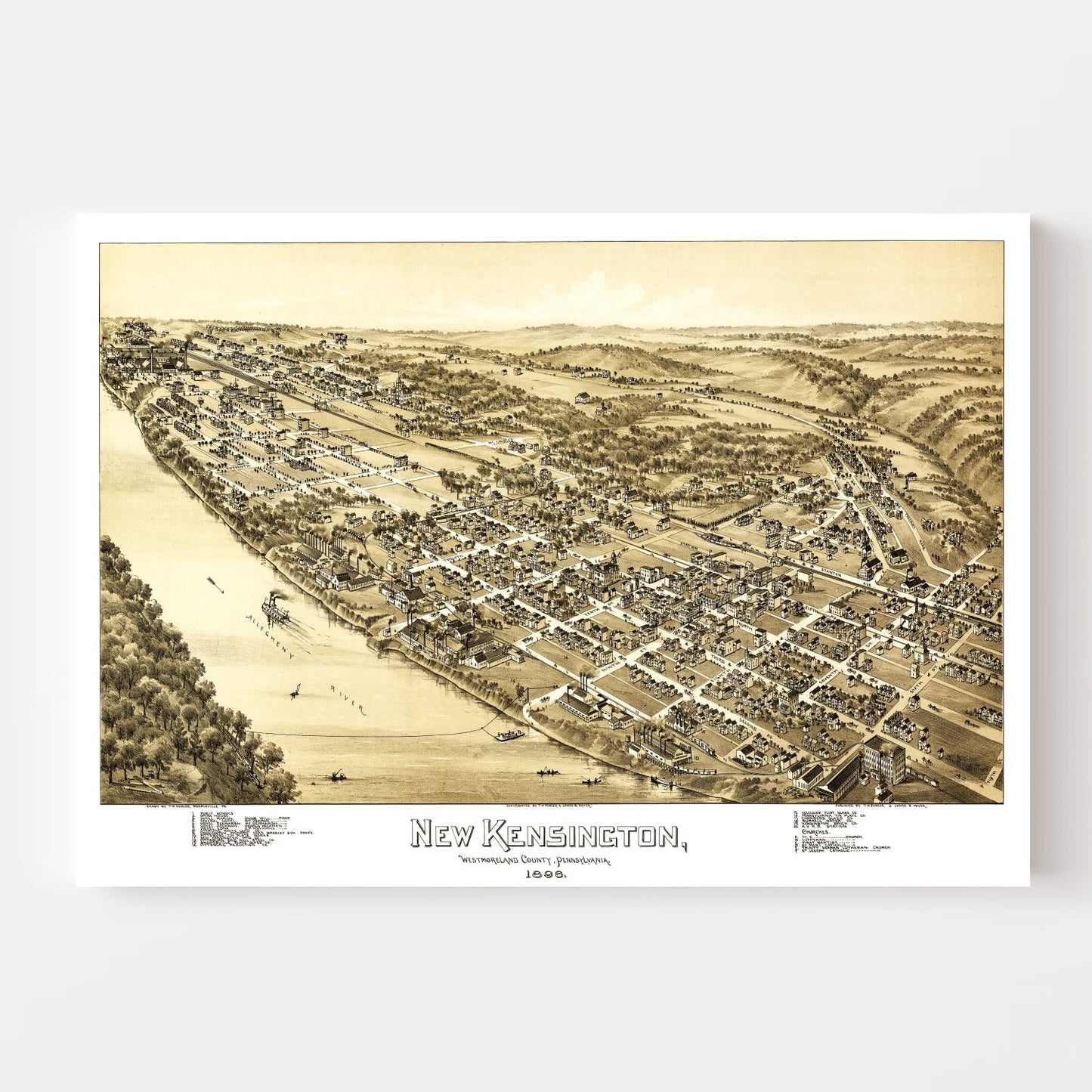 Vintage Map of New Kensington, Pennsylvania, 1896
