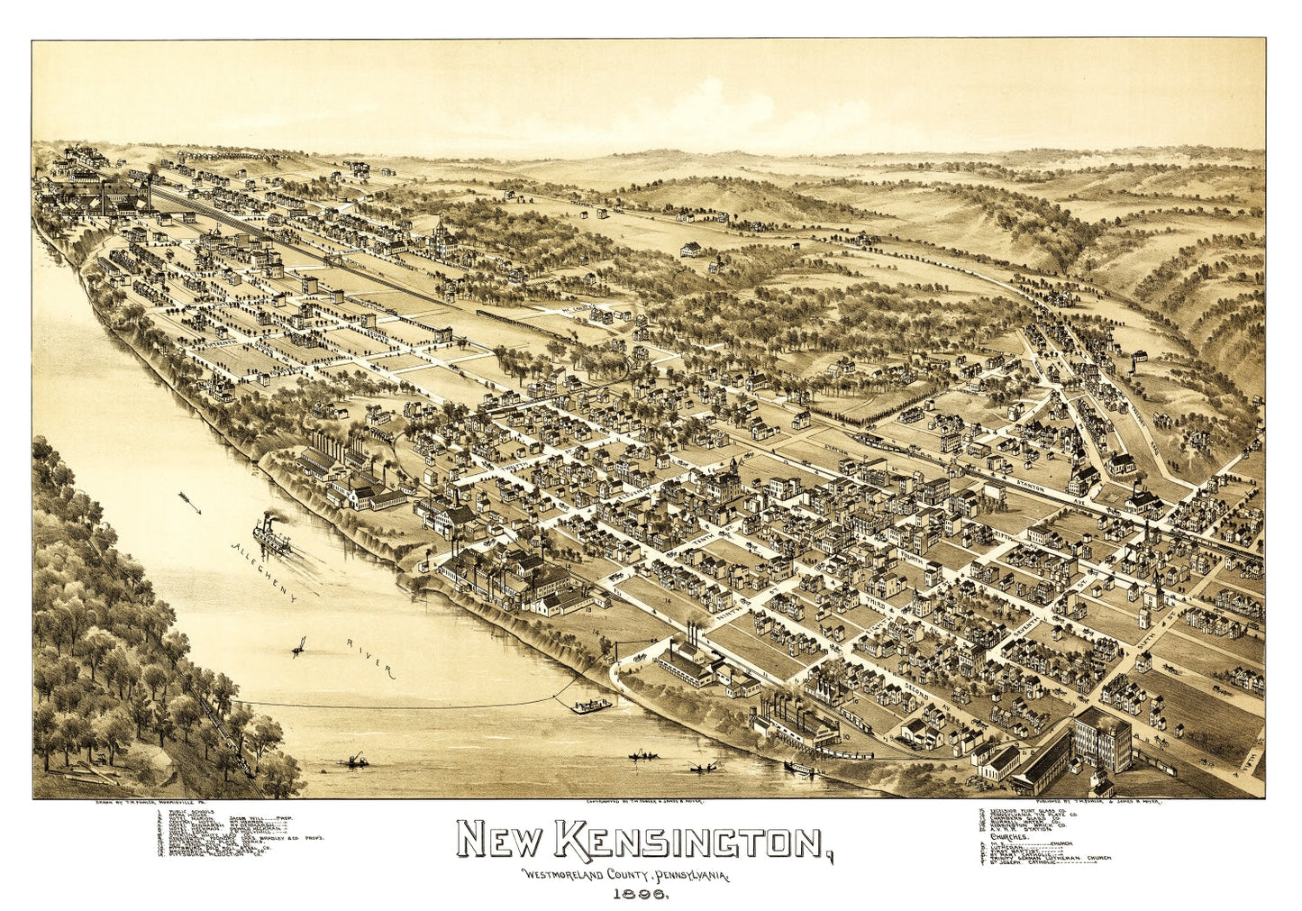 Vintage Map of New Kensington, Pennsylvania, 1896
