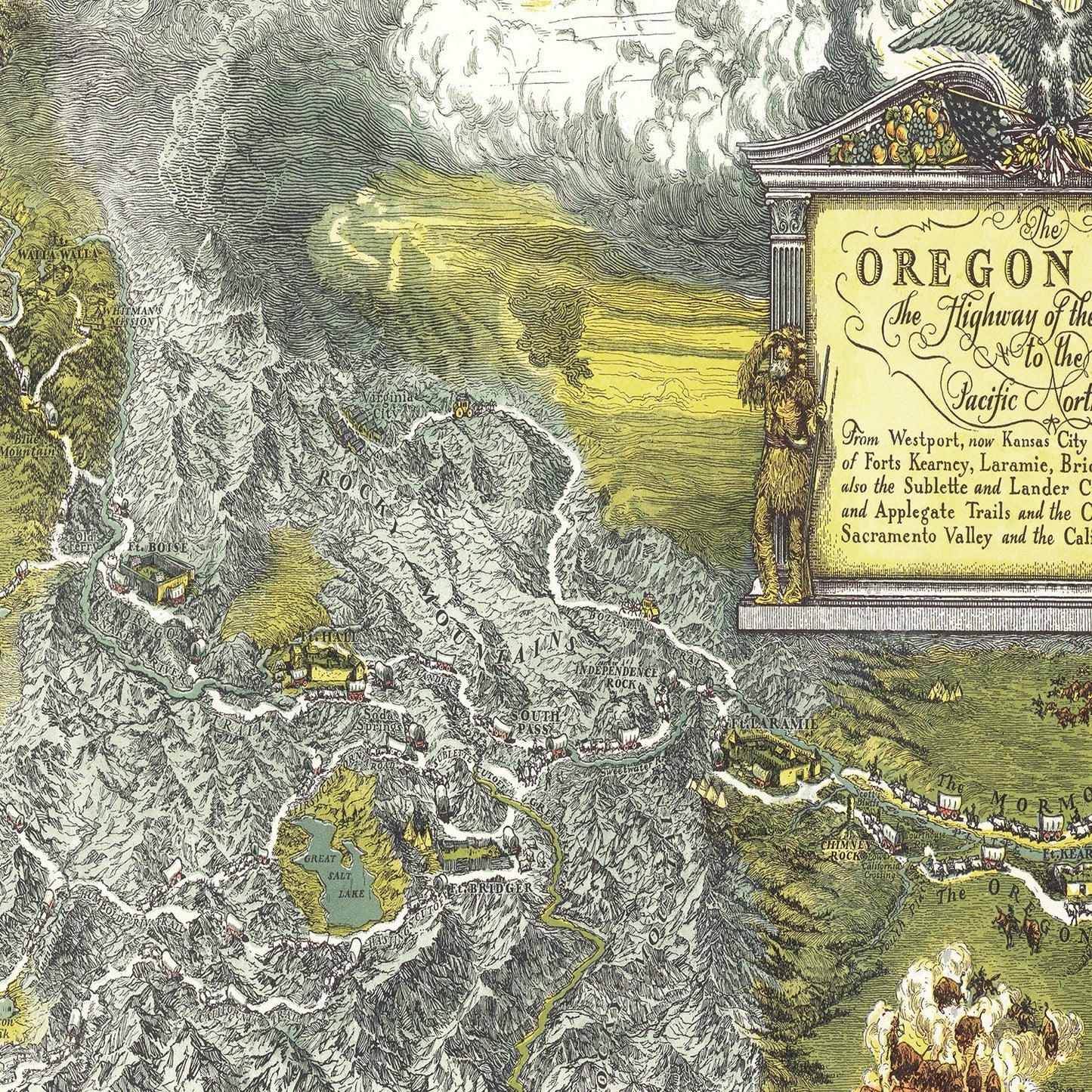 Vintage Map of the Oregon Trail, 1932