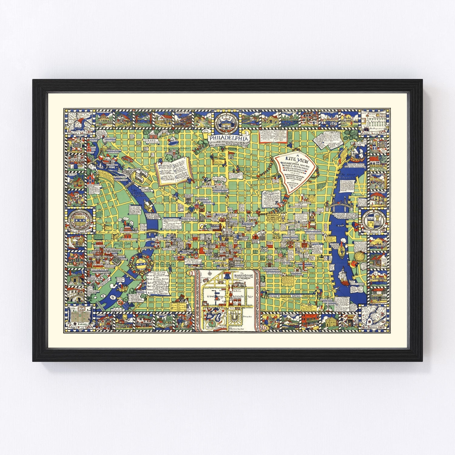 vintage map of Philadelphia, Pennsylvania, 1926