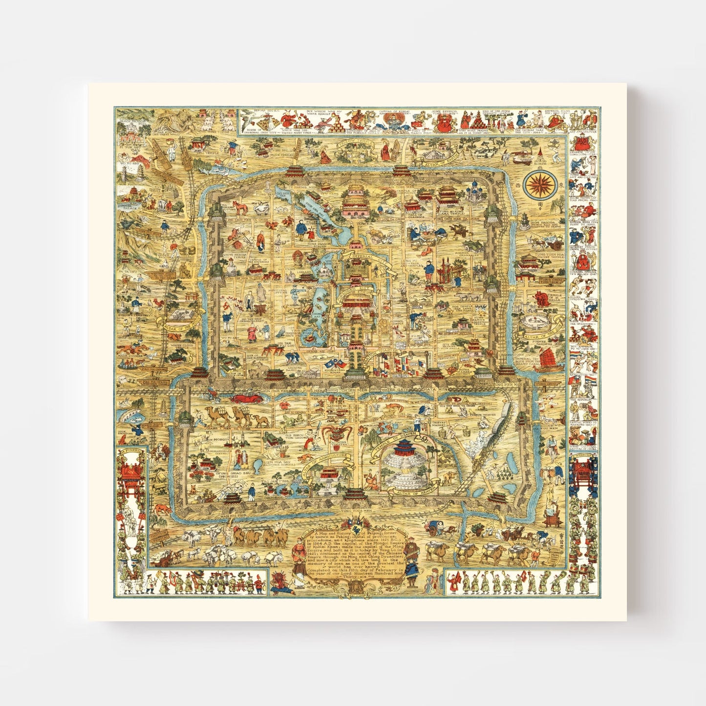 Vintage Map of Beijing, China, 1936 Wall Art