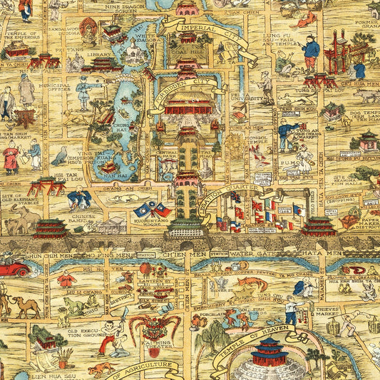 Vintage Map of Beijing, China, 1936 Wall Art