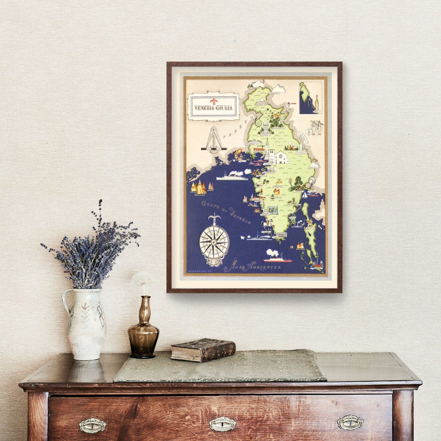 Vintage Map of Friuli Venezia Giulia, Italy, 1938