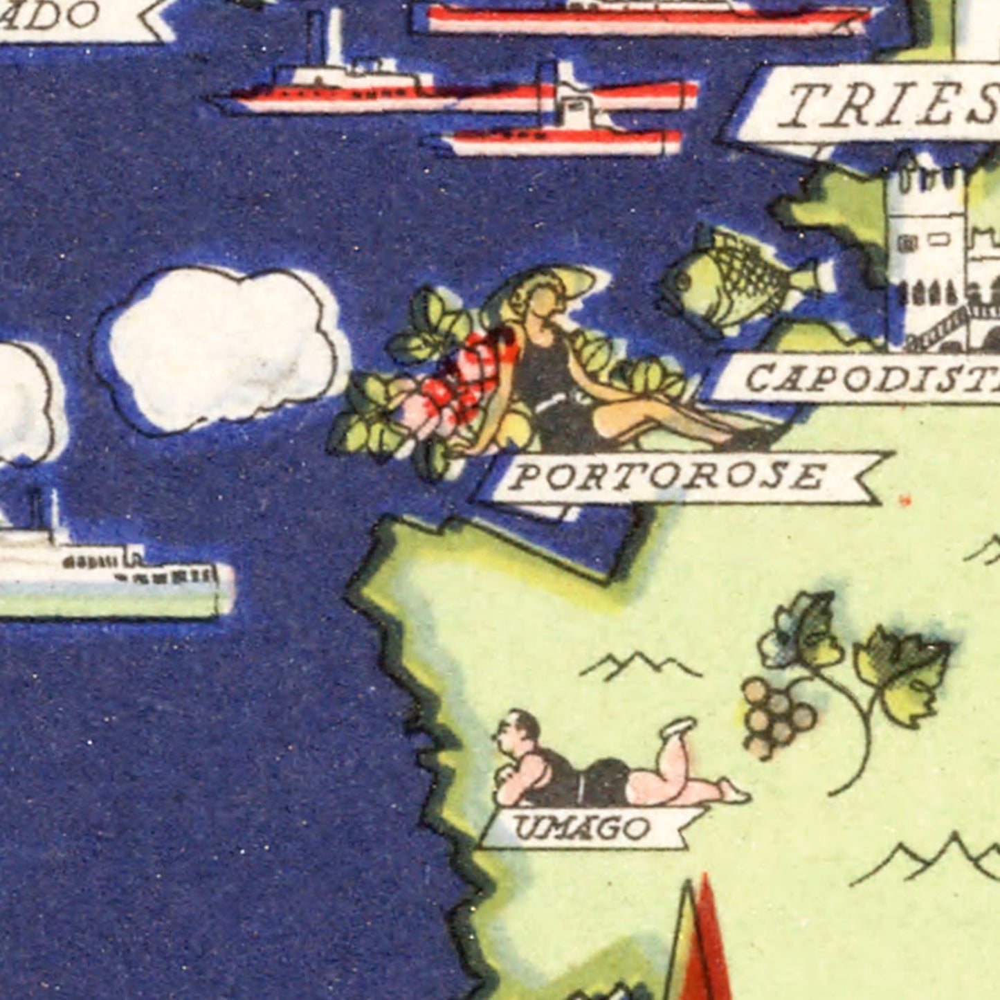 Vintage Map of Friuli Venezia Giulia, Italy, 1938