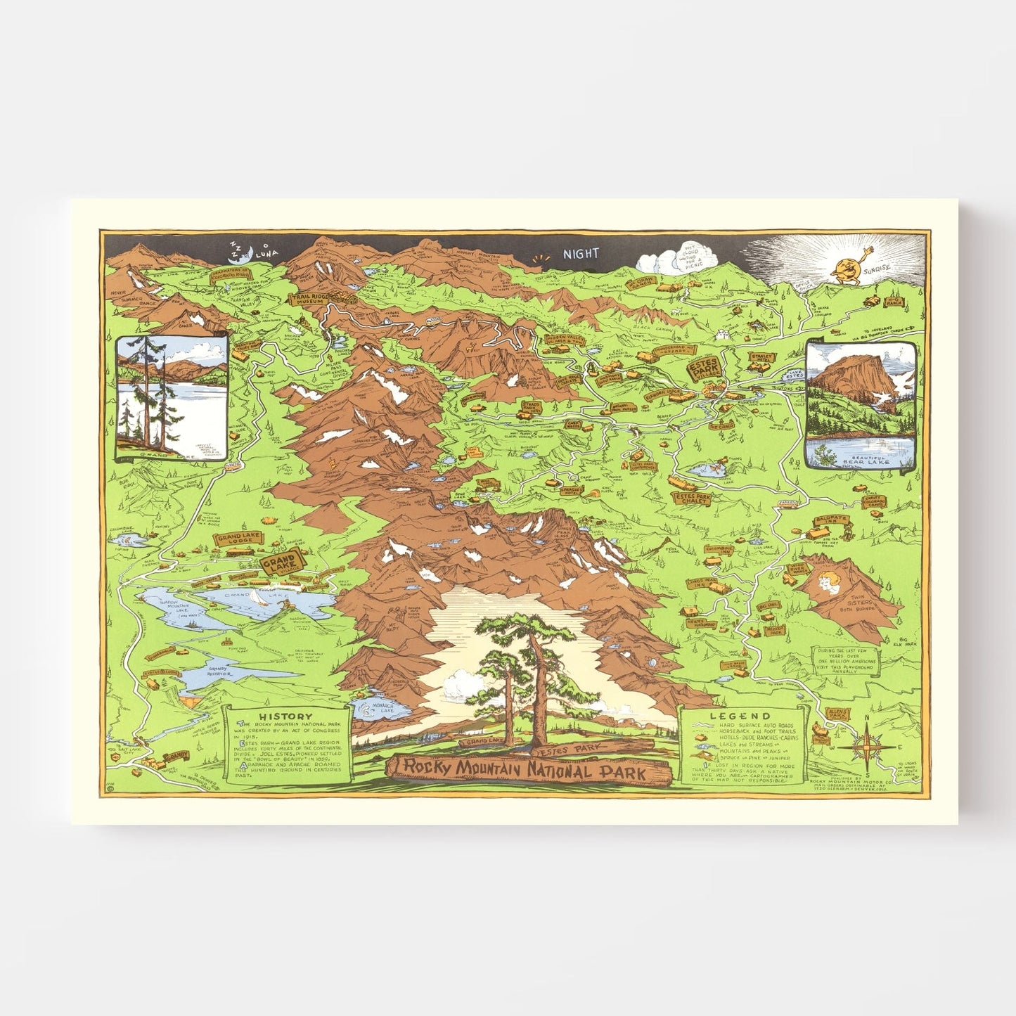 Vintage Map of Rocky Mountain National Park, Colorado, 1948 (No. 2)