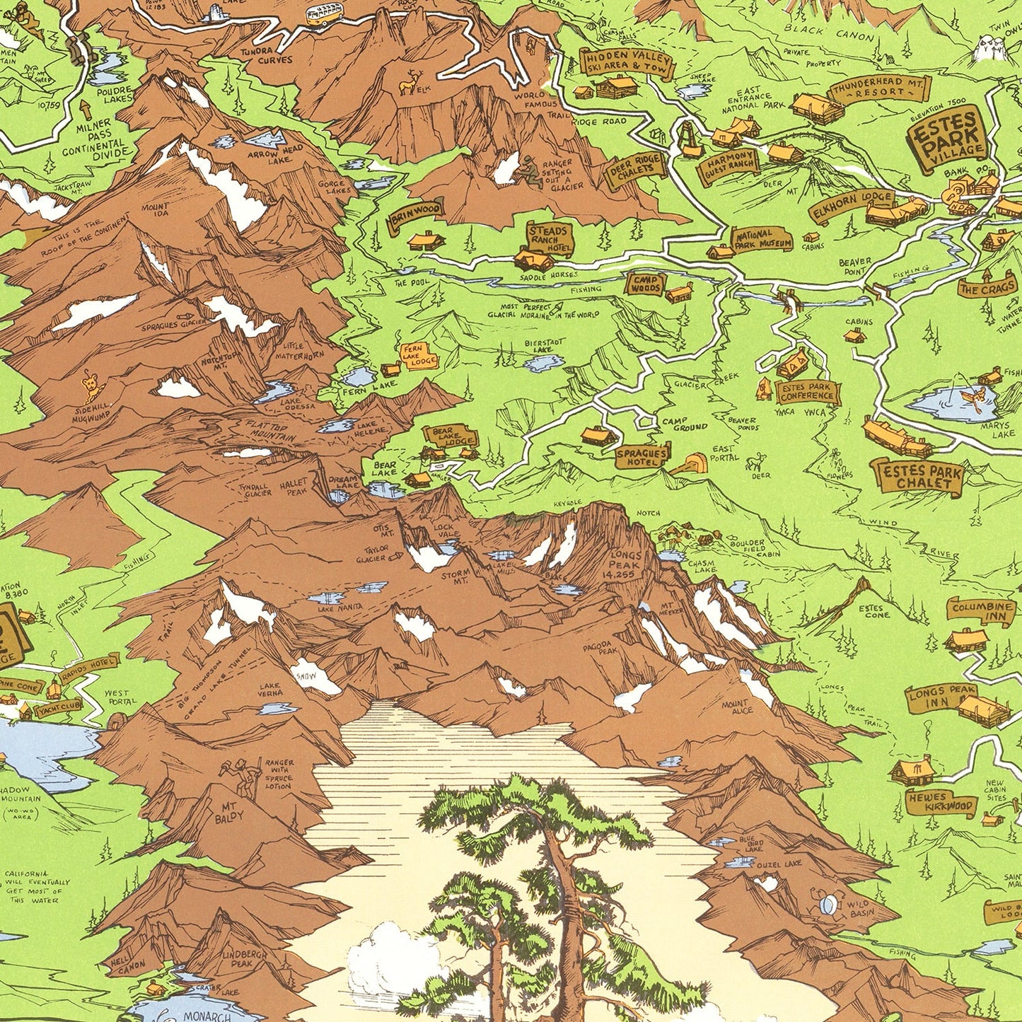 Vintage Map of Rocky Mountain National Park, Colorado, 1948 (No. 2)