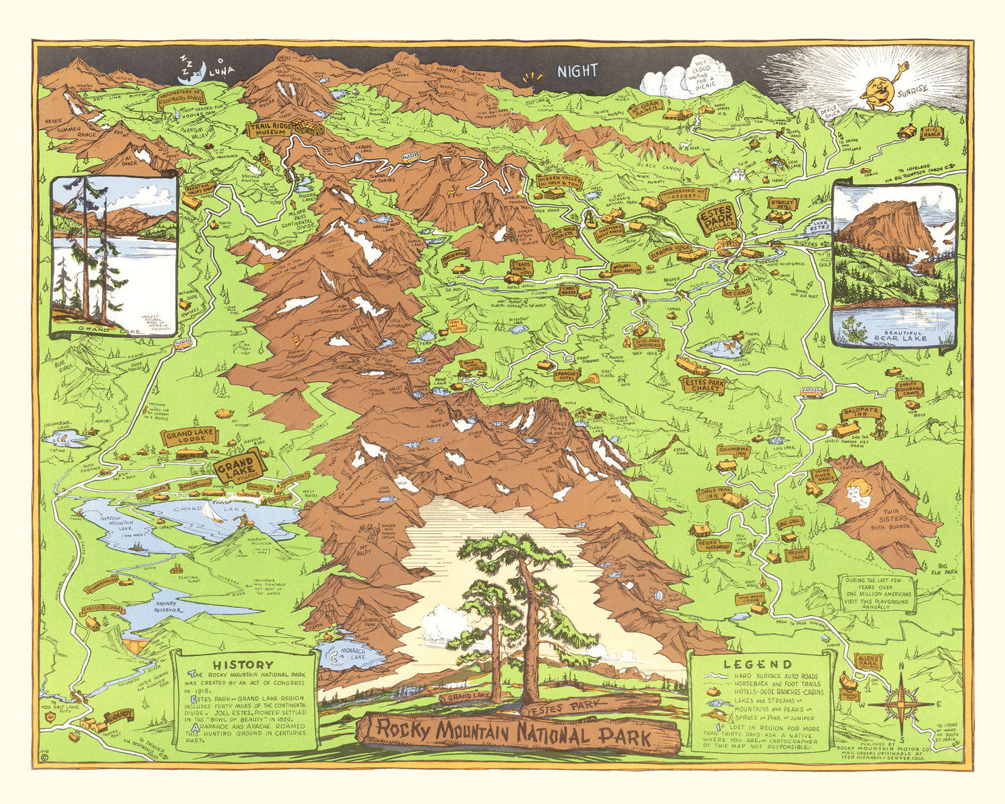 Vintage Map of Rocky Mountain National Park, Colorado, 1948 (No. 2)