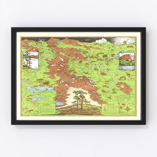 vintage map of Rocky Mountain National Park, Colorado, 1948